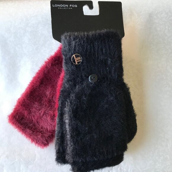 London Fog women O/S  winter Gloves black & red 2 Pack NWT - Picture 8 of 10